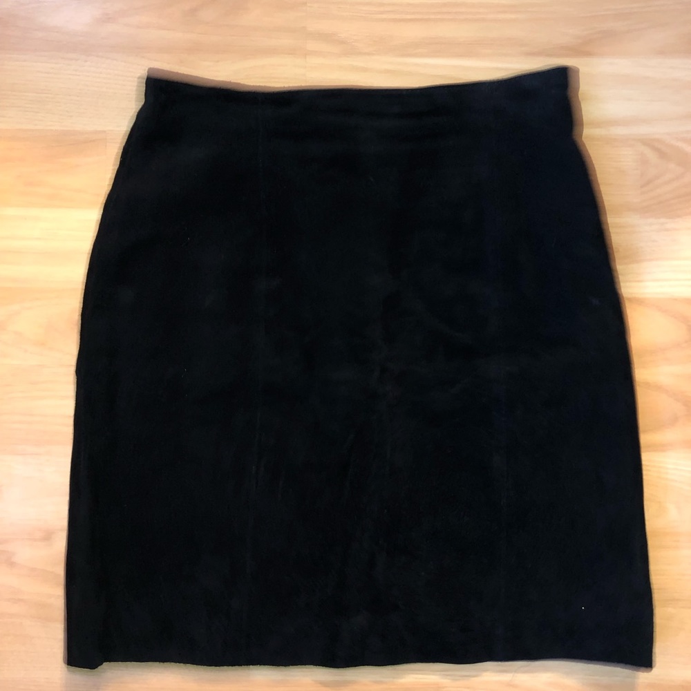 High Quality Black Suede Leather Skirt